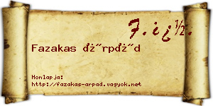 Fazakas Árpád névjegykártya